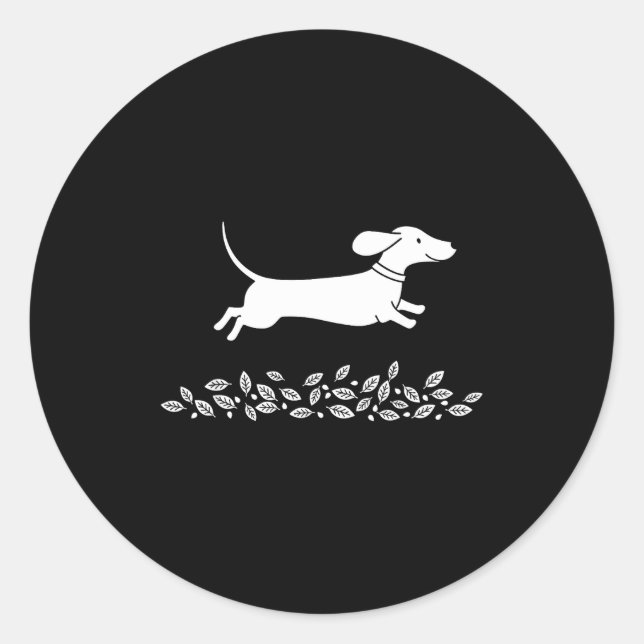 Happy Dachshund With Autumn Leaves For Pet Lovers  Classic Round Sticker (Front)