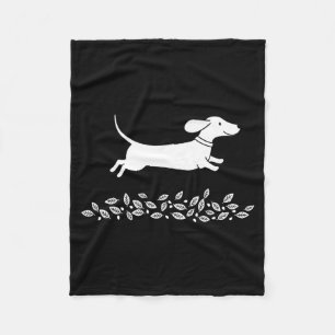 Happy Dachshund With Autumn Leaves For Pet Lovers  Fleece Blanket