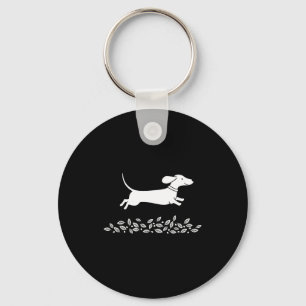 Happy Dachshund With Autumn Leaves For Pet Lovers Keychain