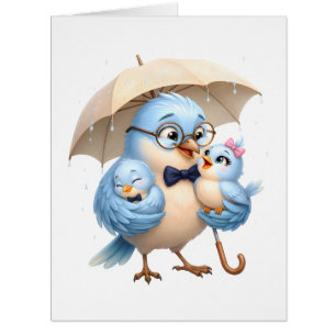 Happy Dad Bird Family Greeting Card