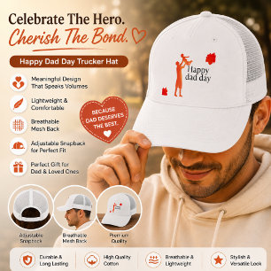 Happy Dad Day Mug – Father & Child Silhouette Gift Trucker Hat
