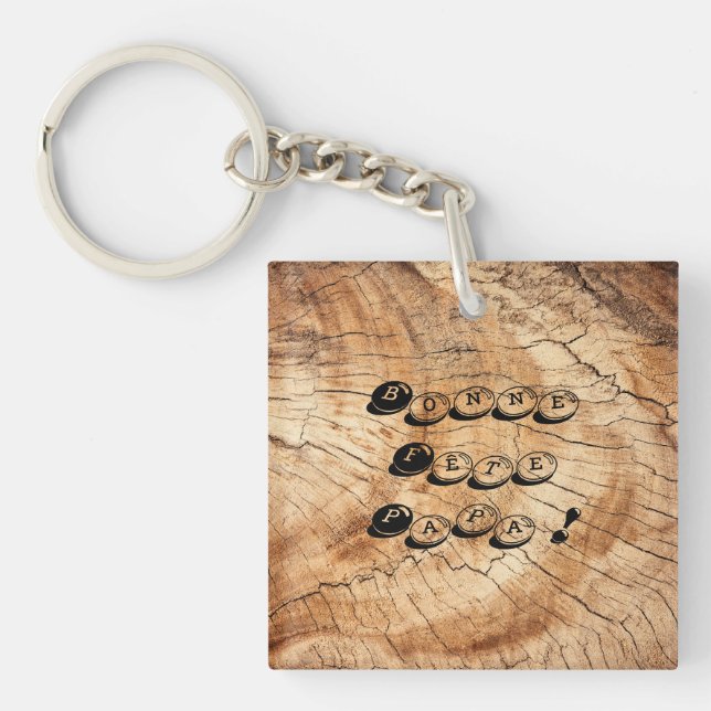 Happy Daddy's party! Wood Keychain (Front)