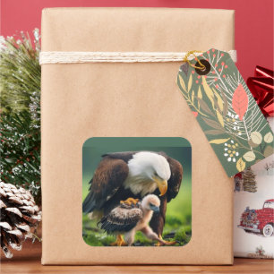 Happy Dad's Day American Father Like an Eagle Square Sticker