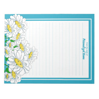 Happy Daisies Blue - White Lined Notepad