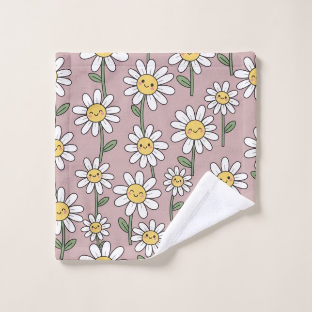 Happy Daisies Pattern - Cute Floral Design (Gant de toilette)
