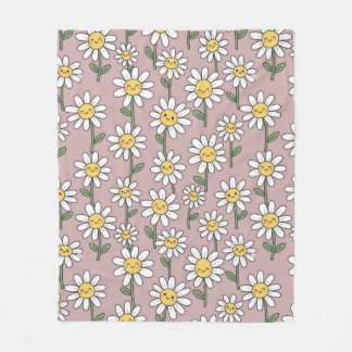 Happy Daisies Pattern - Cute Floral Design Fleece Blanket
