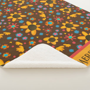 Happy Daisies Pattern Fun Inspirivity Sherpa Blanket