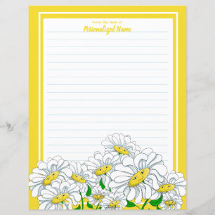 Happy Daisies Yellow-White Line Paper Sheet