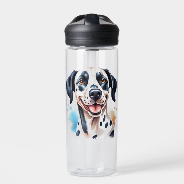 Happy Dalmatian Dog Pet  Water Bottle (Front)