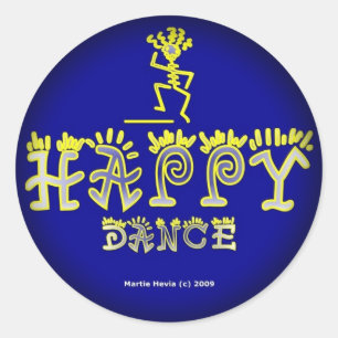 Happy Dance (2c) - Fade to Black Round Stickers