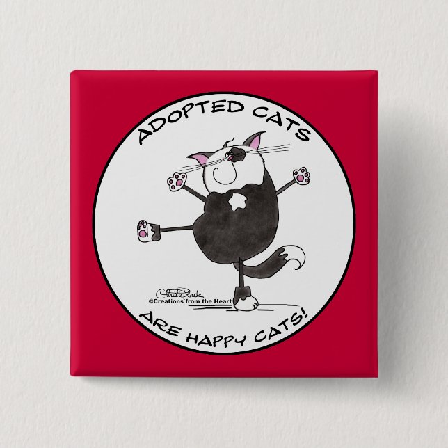 Happy Dance Cat 2 Inch Square Button (Front)
