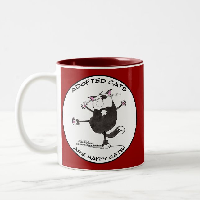 Happy Dance Cat Two-Tone Coffee Mug (Left)
