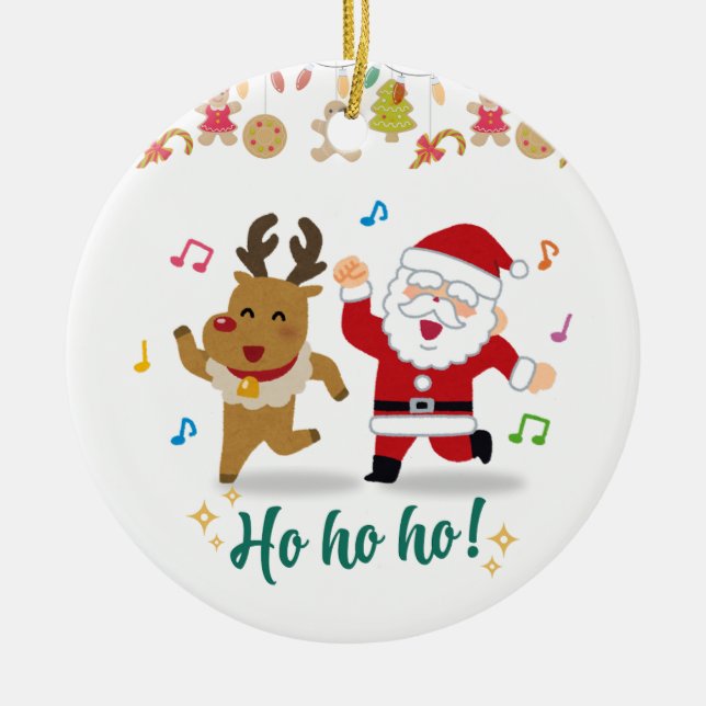 Happy dance ceramic ornament (Front)