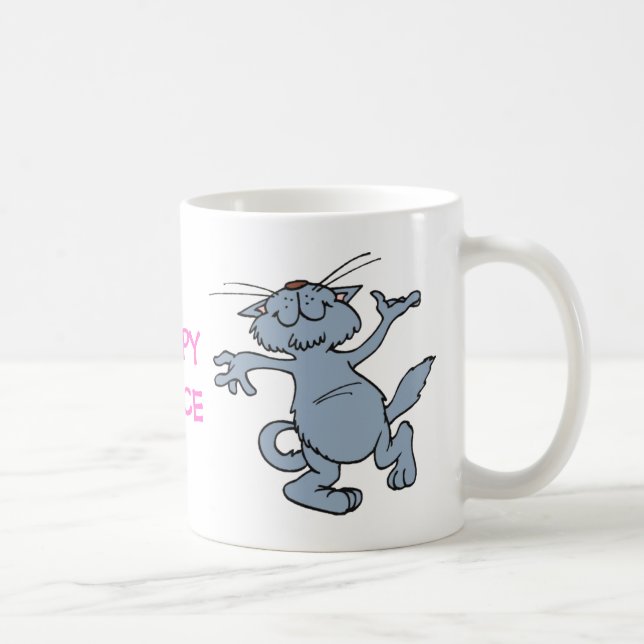 Happy Dance Funny Joyful Dancing Cat Coffee Mug (Right)