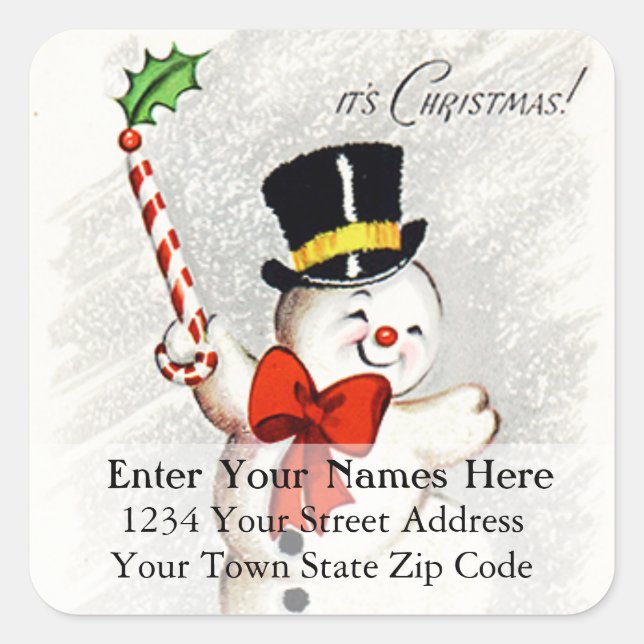 Happy Dancing Christmas Snowman Address Label (Front)