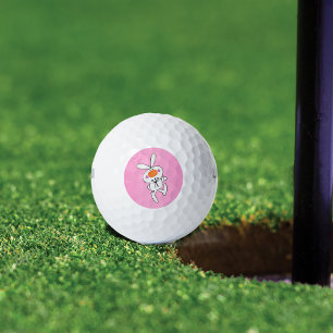 Happy Dancing Cute Cartoon White Rabbit Bunny Golf Balls