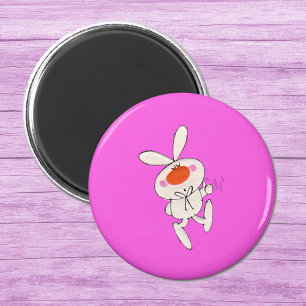 Happy Dancing Cute White Rabbit Magnet
