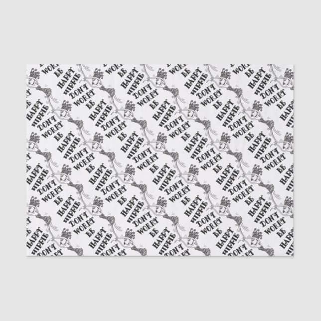 Happy Dancing Hippie (black text) Tissue Paper (Front)