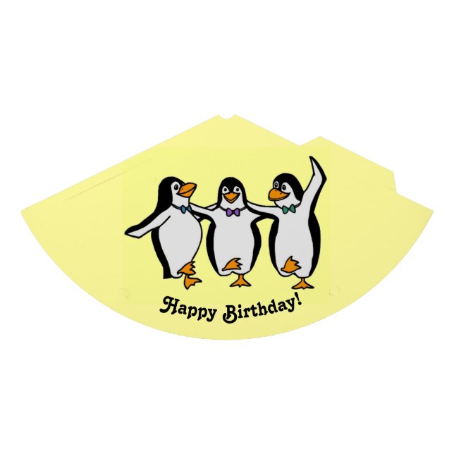 Happy Dancing Penguins Birthday Party Hat (Front)