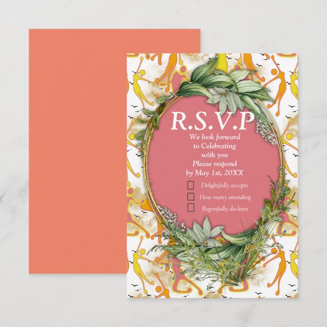Happy  Dancing Yoga Girls   RSVP Card (Front/Back)