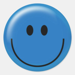 Happy dark blue face classic round sticker