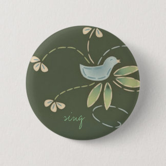 happy day bird, sing 2 inch round button