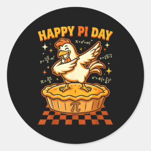 Happy day chicken pot day pie math lover geek 3.14 classic round sticker
