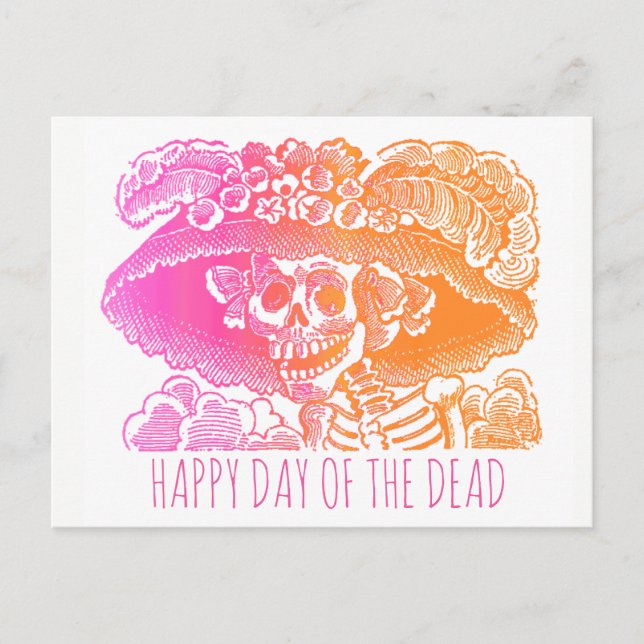 Happy Day Of The Dead Rainbow Catrina Postcard (Front)