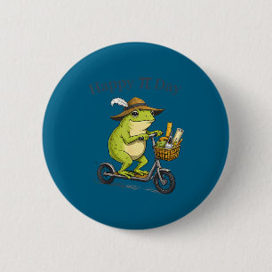 Happy day pie 3.14 frog scooter funny math teacher 2 inch round button