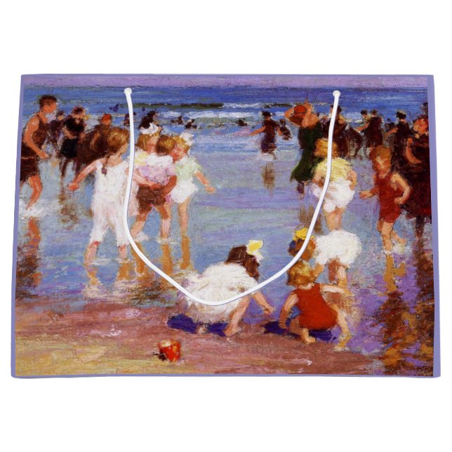 Happy Days at the Beach (by E.H. Potthast) Large Gift Bag (Front)