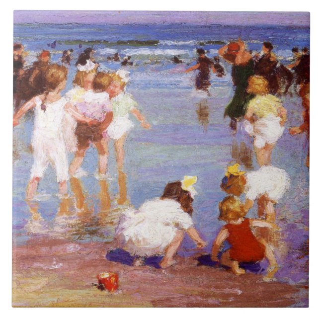 Happy Days at the Beach (by E.H. Potthast) Tile (Front)