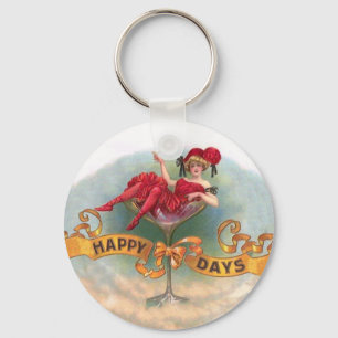 Happy Days Beautiful Victorian Girl Fun Party Keychain