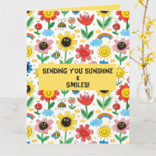 Happy Days - Cheerful Flower and Friends Pattern Card