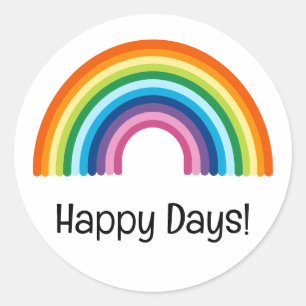 Happy Days Minimalist Rainbow Positivity Classic Round Sticker