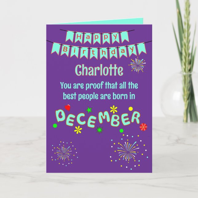 Happy December Birthday Folded Greeting Card (Front)