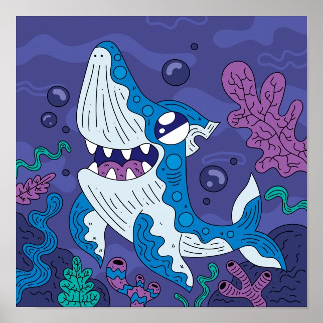 Happy Deep Sea Shark Poster (Front)