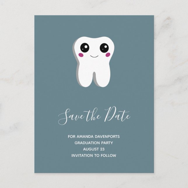 Happy Dental Tooth Smiling Cute Save the Date Invitation Postcard (Front)