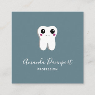 Happy Dental Tooth Smiling Cute Square Business Card