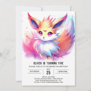 Happy Digital Fox Birthday Invitation