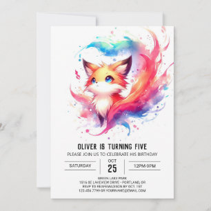 Happy Digital Fox Birthday Invitation