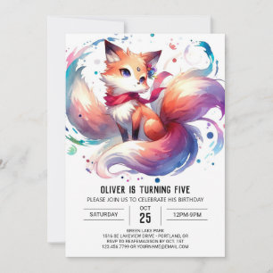 Happy Digital Fox Birthday Invitation