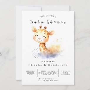 Happy Digital Giraffe Baby Shower Invitation