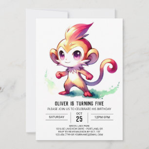 Happy Digital Monkey Birthday Invitation