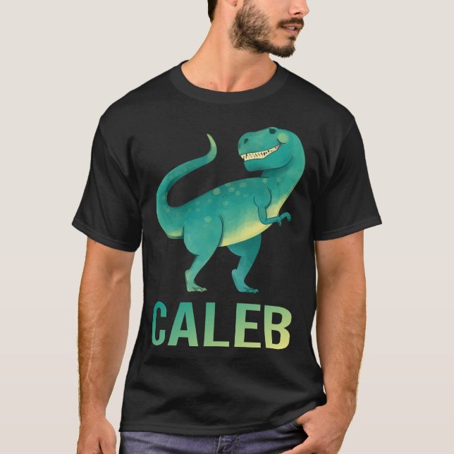 Happy Dinosaur - Caleb Name T-Shirt (Front)