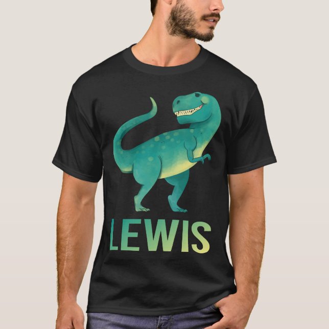 Happy Dinosaur - Lewis Name T-Shirt (Front)