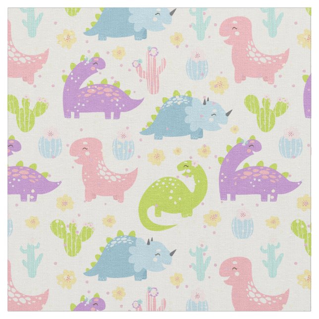 Happy Dinosaur print fabric (Close Up)