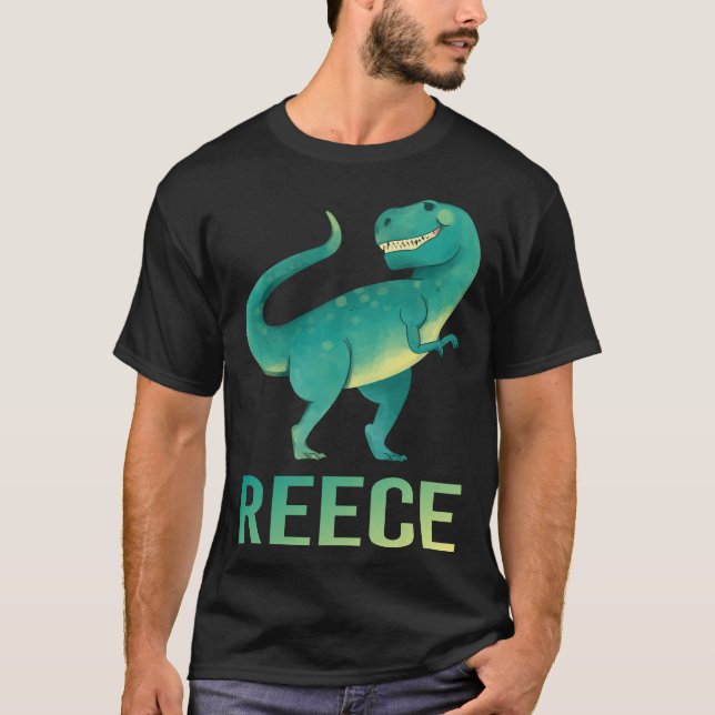 Happy Dinosaur - Reece Name T-Shirt (Front)