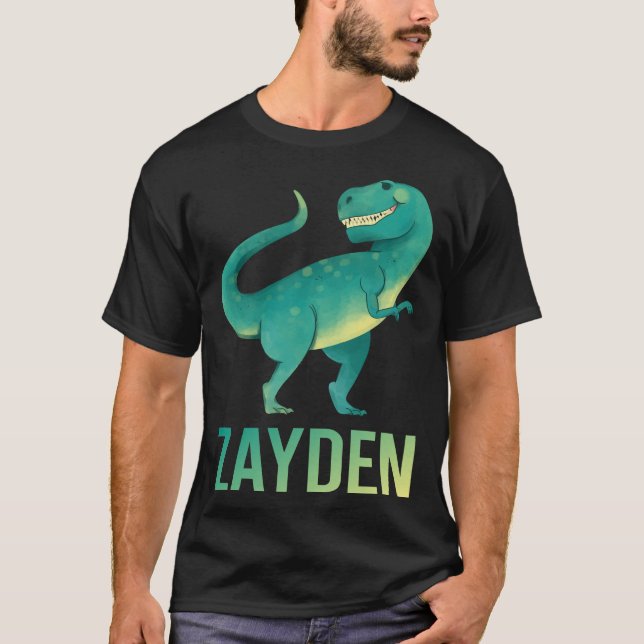 Happy Dinosaur - Zayden Name T-Shirt (Front)