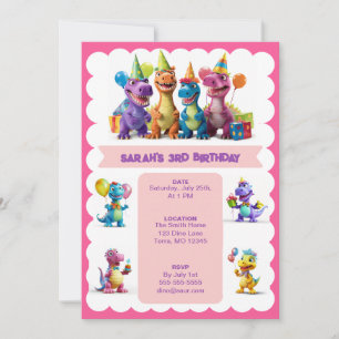 Happy Dinosaurs Birthday Invitation