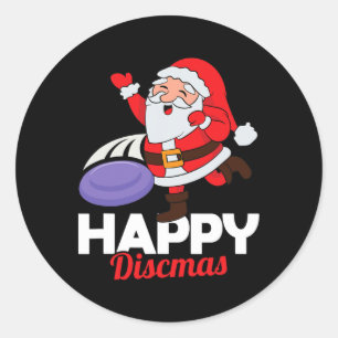 Happy Discmas Ultimate Frisbee Santa Christmas Dis Classic Round Sticker